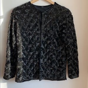 Vintage sequined jacket, front hook & eye closure